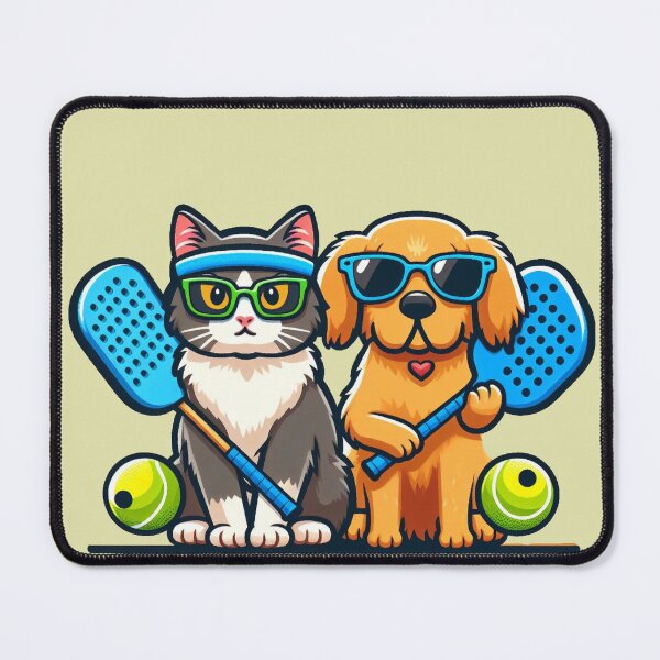 Item preview, Whimsical Cat and Dog Playing Pickleball - Funny designed and sold by Shtex.