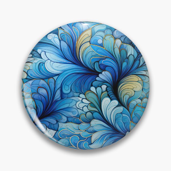 Item preview, Shades of blue and gold pattern, vibrant, colorful designed and sold by Daydreamsatdawn.
