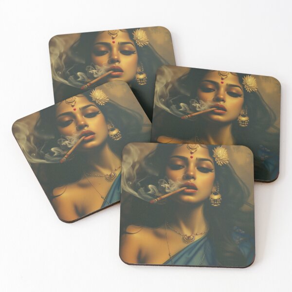 Item preview, indian woman smoking art, Indian painting designed and sold by Rockwpapart.
