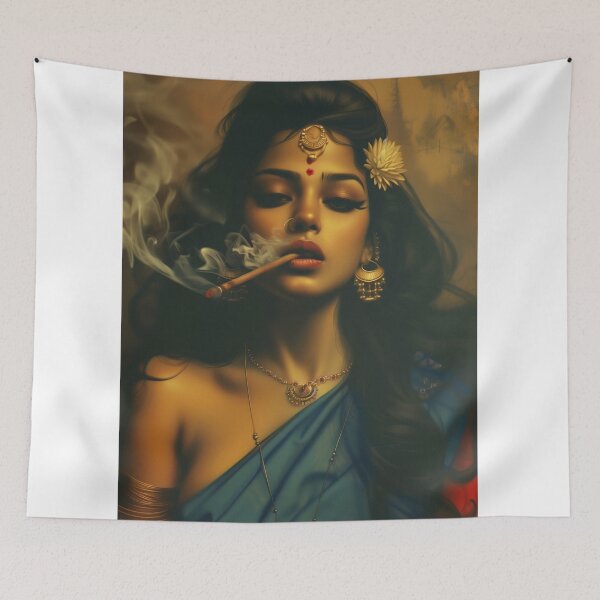 Item preview, indian woman smoking art, Indian painting designed and sold by Rockwpapart.