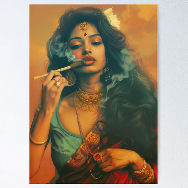 Item preview, Indian Woman Smoking Wall Art designed and sold by Rockwpapart.