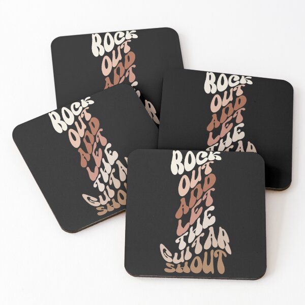 Item preview, ROCK  OUT AND LET GUITAR SHOUT retro wavy text rock music design designed and sold by Jt41.