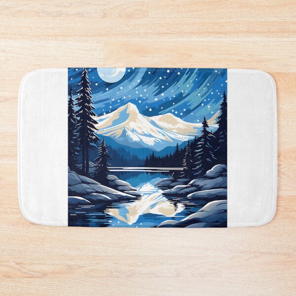 Item preview, Winter Night Landscape: Serene Mountains Under Moon and Stars designed and sold by Shirtastically.