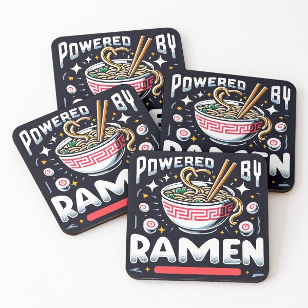 Item preview, Powered by Ramen, typography, Ramen Bowl,PUN designed and sold by maxmaj.