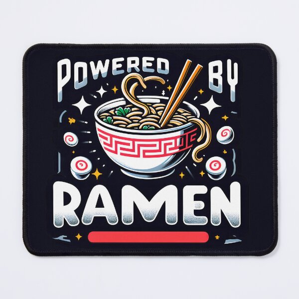 Item preview, Powered by Ramen, typography, Ramen Bowl,PUN designed and sold by maxmaj.