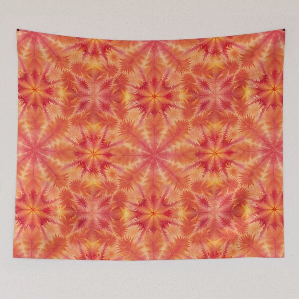 Item preview, Orange tie dye pattern with leaves designed and sold by patterncrow.