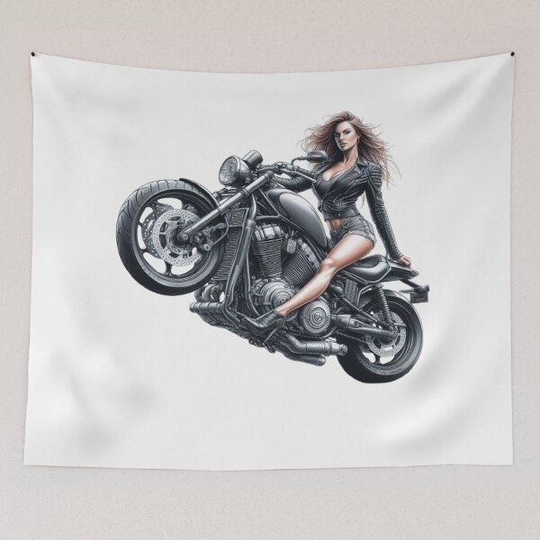 Item preview, “Wheelie Woman: the elegant stuntwoman in color” designed and sold by CHRIST5000.