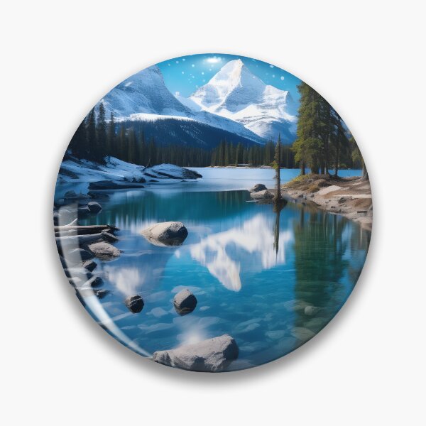 Item preview, Cold Winter Night Landscape: Snowy Mountains Under Moon and Stars designed and sold by Shirtastically.