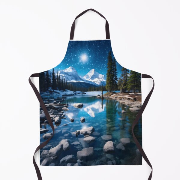 Item preview, Cold Winter Night Landscape: Snowy Mountains Under Moon and Stars designed and sold by Shirtastically.
