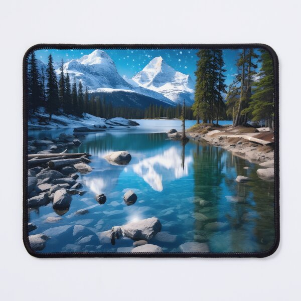 Item preview, Cold Winter Night Landscape: Snowy Mountains Under Moon and Stars designed and sold by Shirtastically.