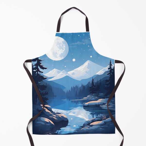 Item preview, Cold Winter Night Landscape: Snowy Mountains Under Moon and Stars designed and sold by Shirtastically.
