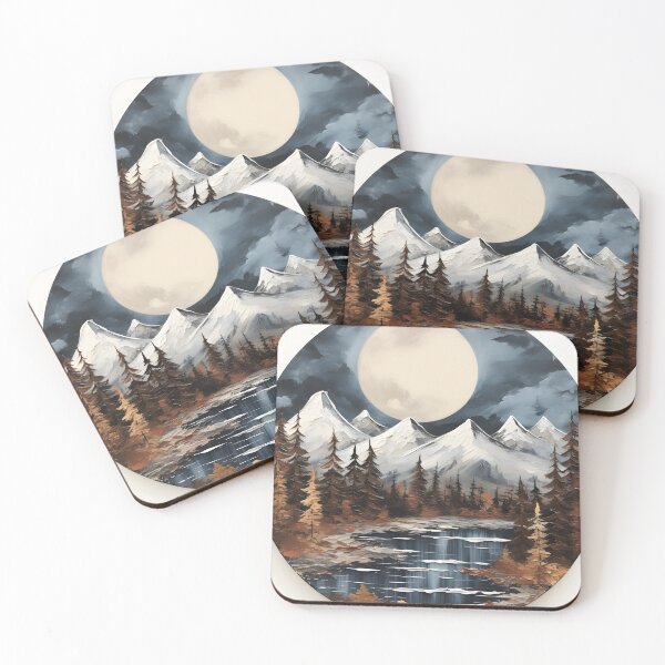Item preview, Winter Wonderland Landscape: Majestic Mountains, Serene Lake, and Full Moon designed and sold by Shirtastically.