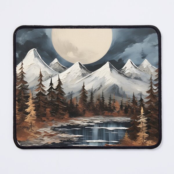 Item preview, Winter Wonderland Landscape: Majestic Mountains, Serene Lake, and Full Moon designed and sold by Shirtastically.