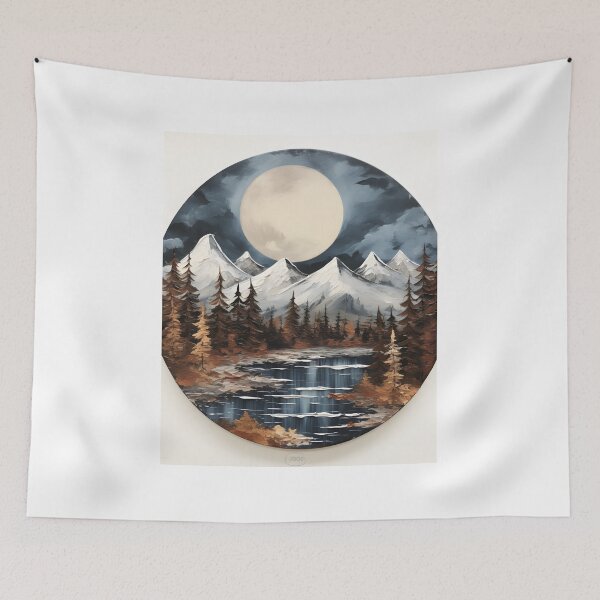 Item preview, Winter Wonderland Landscape: Majestic Mountains, Serene Lake, and Full Moon designed and sold by Shirtastically.