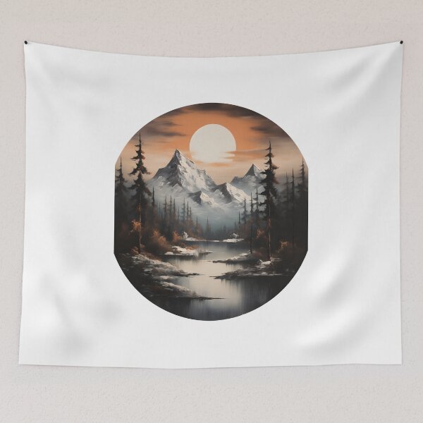 Item preview, Winter Wonderland Landscape: Majestic Mountains, Serene Lake, and Full Moon designed and sold by Shirtastically.