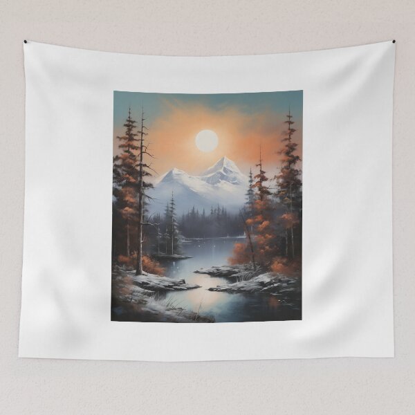 Item preview, Winter Wonderland Landscape: Majestic Mountains, Serene Lake, and Full Moon designed and sold by Shirtastically.