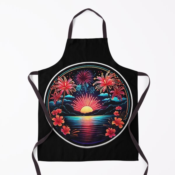 Item preview, Neon Fireworks over Neon Sea with Neon Orchids designed and sold by NautiChic.