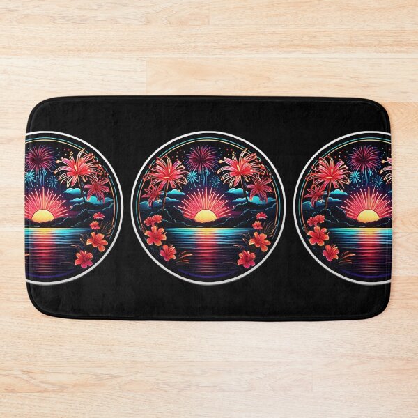 Item preview, Neon Fireworks over Neon Sea with Neon Orchids designed and sold by NautiChic.