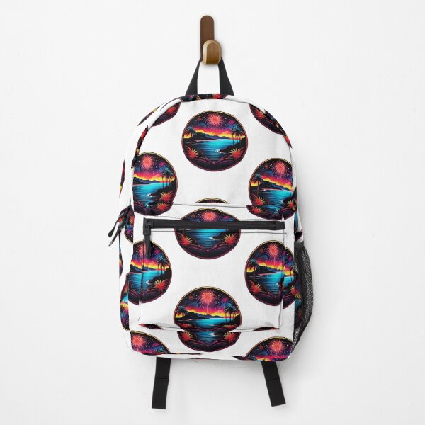 Item preview, Neon Fireworks over Neon Ocean with Neon Hawaii Orchids designed and sold by NautiChic.