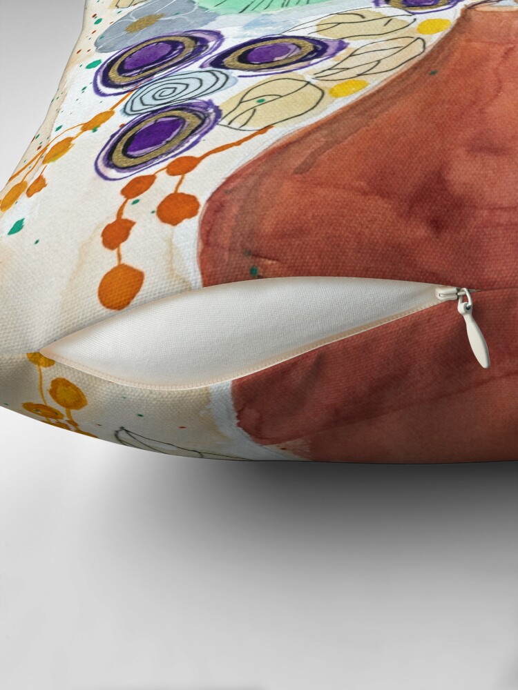 Thumbnail 2 of 4, Pillow, Brown vase with fantasy flowers designed and sold by BirgitteB.