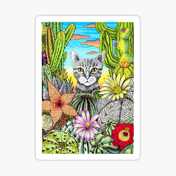 Item preview, Cat & Cacti designed and sold by SpaceCatVisions.