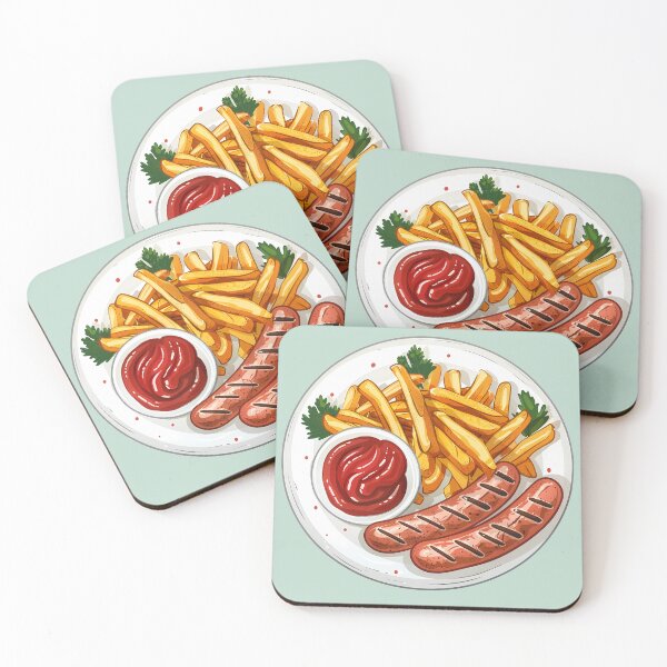 Item preview, Grilled bratwurst Pork Sausages with fries designed and sold by sakurashorty.