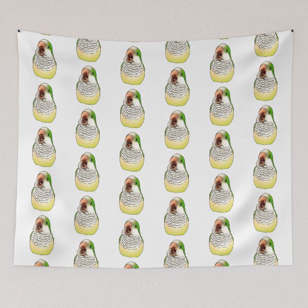 Item preview, Green Yelling Quaker Parrot designed and sold by LittleBeaksArt.