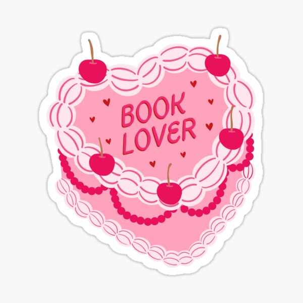 Artikel-Vorschau von book lover pink cake bookish , designt und verkauft von catdiasart.