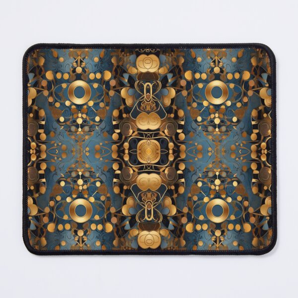 Item preview, Gold and blue pattern designed and sold by Flowersonstuff.