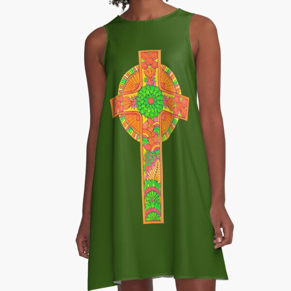 Artikel-Vorschau von Grünes und orange Celtic Cross, designt und verkauft von Alondra.