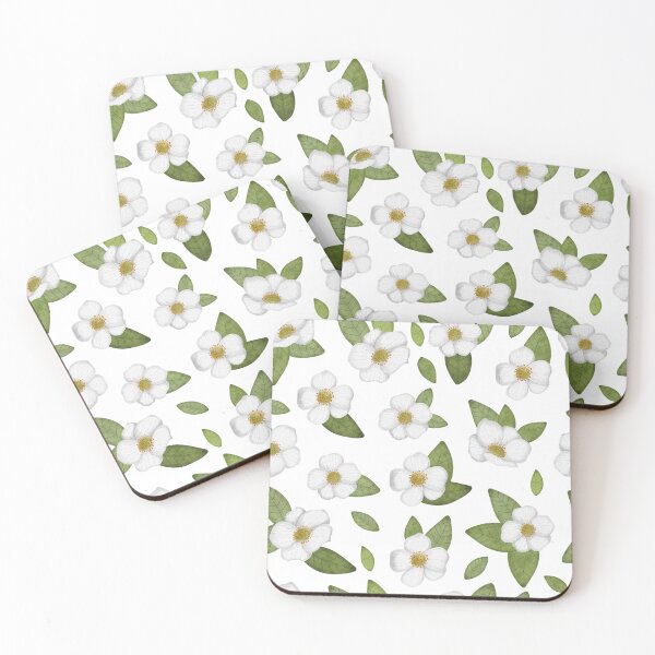 Item preview, White Cherokee rose seamless pattern designed and sold by pinkyfish1010.