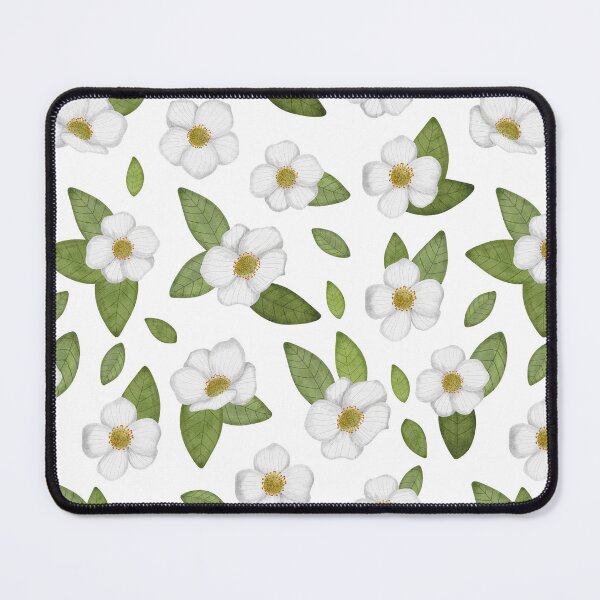 Item preview, White Cherokee rose seamless pattern designed and sold by pinkyfish1010.