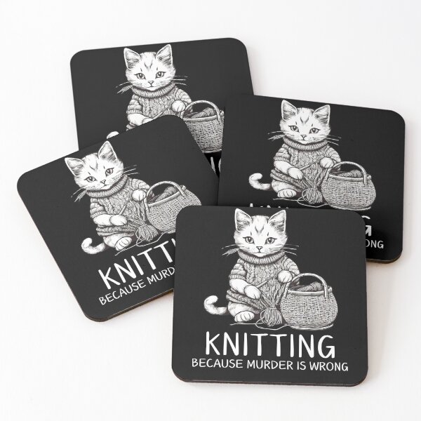 Item preview, Knitting Because Murder is Wrong - Kawaii Cat designed and sold by LEOOTY.