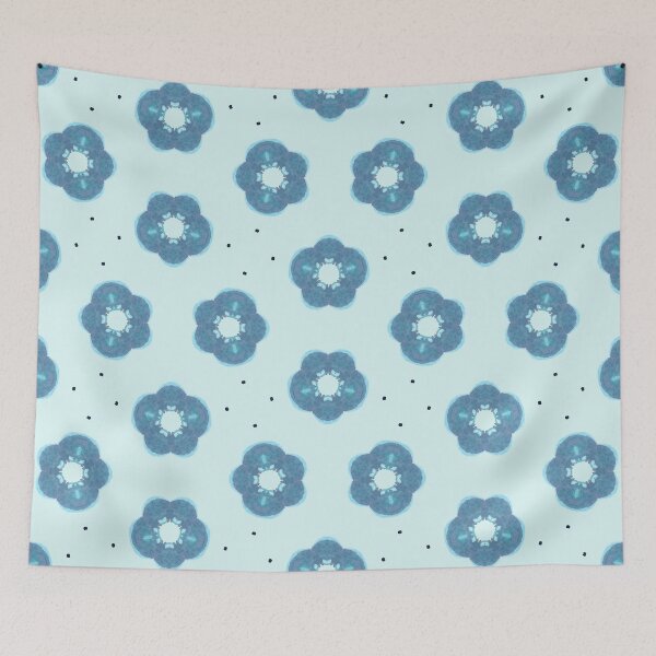 Item preview, Kaleidascope Turquoise Blue Blooms designed and sold by HanliesArt.