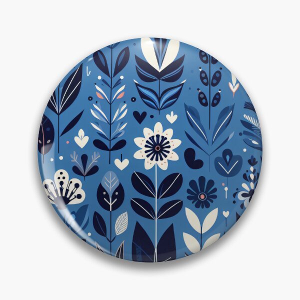 Item preview, Scandinavian Folk Art light blue floral pattern  designed and sold by FOLK ART FUSION.