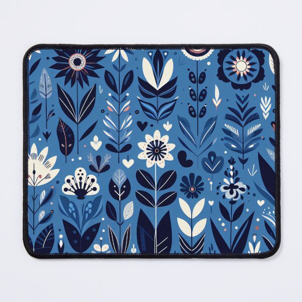 Item preview, Scandinavian Folk Art light blue floral pattern designed and sold by FOLK ART FUSION.