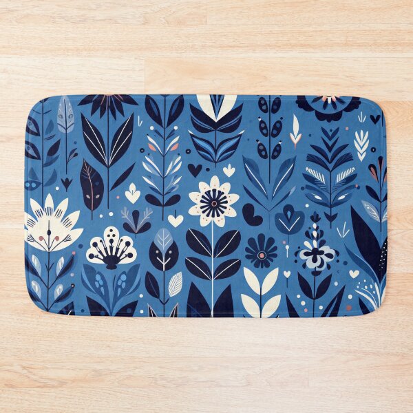 Item preview, Scandinavian Folk Art light blue floral pattern  designed and sold by FOLK ART FUSION.