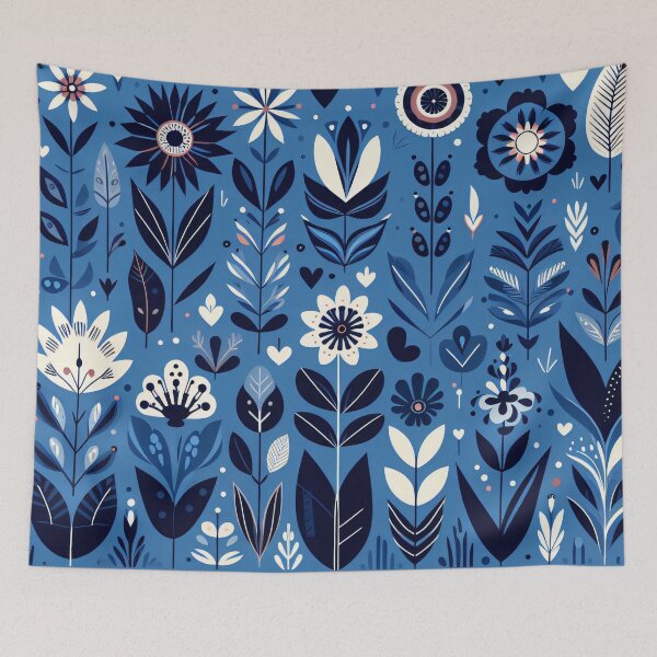 Item preview, Scandinavian Folk Art light blue floral pattern  designed and sold by FOLK ART FUSION.