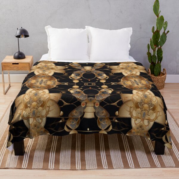 Item preview, Gold on black pattern designed and sold by Flowersonstuff.