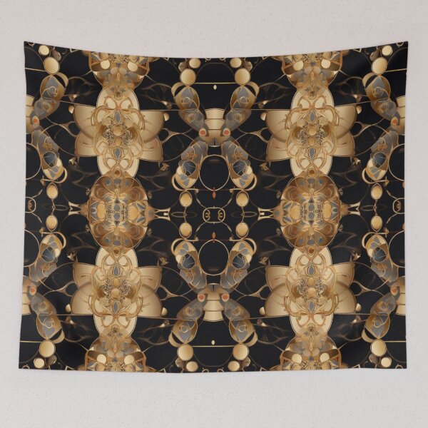 Item preview, Gold on black pattern designed and sold by Flowersonstuff.