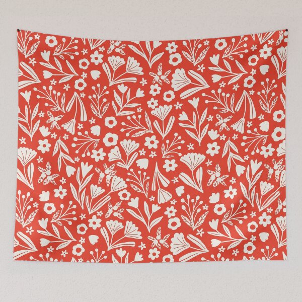 Item preview, Summer ditsy wildflowers - Coral red designed and sold by Illustrated by Nat.