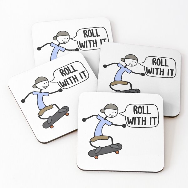 Item preview, Skater on skateboard saying "Roll with it" designed and sold by Polux Design.