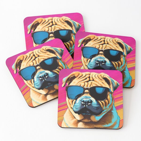 Item preview, Sharpei with sunglasses colorful pop art designed and sold by thesnakeater.