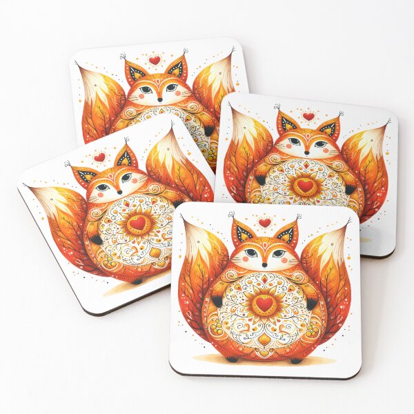 Item preview, Scandinavian Folk Art fat Fox designed and sold by FOLK ART FUSION by heidiannemorris.