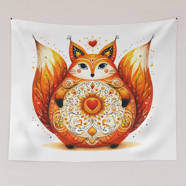 Item preview, Scandinavian Folk Art fat Fox designed and sold by FOLK ART FUSION.