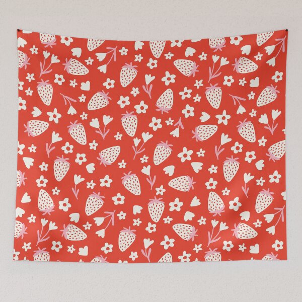 Item preview, Summer strawberries - Coral red designed and sold by Illustrated by Nat.