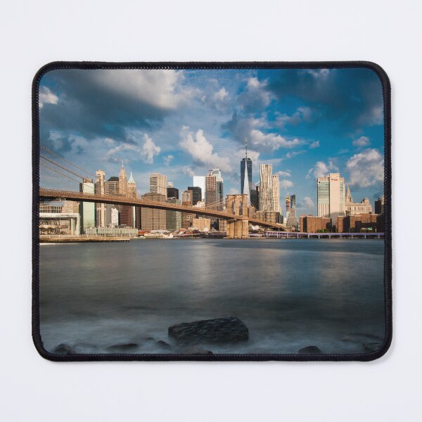 Item preview, New York, Manhattan, long exposure, skyline, Hudson River, shore, Brooklyn Bridge designed and sold by Foto-Kraemer-.