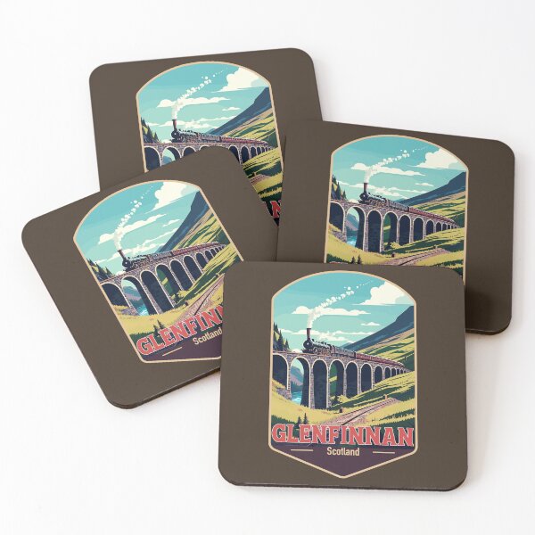 Item preview, Glenfinnan Viaduct Scotland Retro Travel Poster Sticker T-Shirt 01 designed and sold by LocationInks.