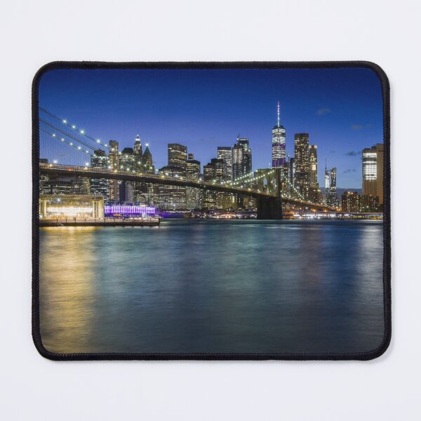 Item preview, New York, Manhattan, long exposure, skyline, Hudson River, shore, Brooklyn Bridge designed and sold by Foto-Kraemer-.