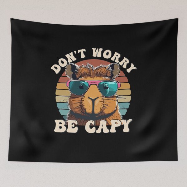 Item preview, Capybara Cute Don't Be Worry Be Capy Retro Rodent Sunset  designed and sold by alenaz.